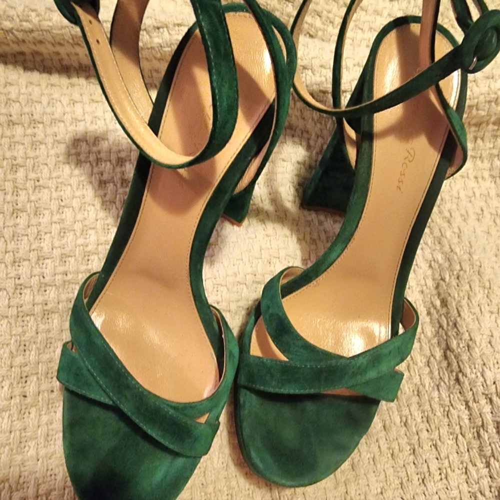 Gianvito Rossi Green Suede Women's Sandals 37.5